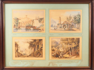 Vente aux enchères Un grand cadre contenant 2 aquarelles de Giacinto GIGANTE (1806-1876) 