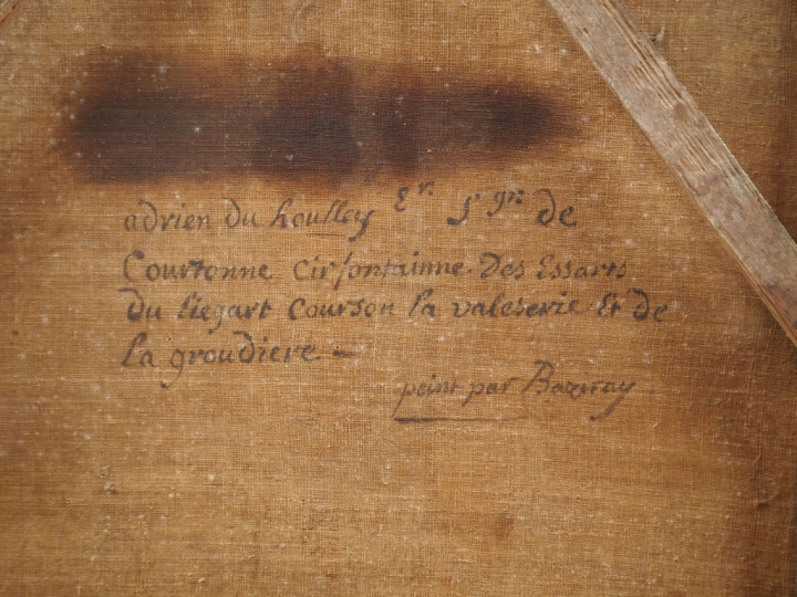 Charles BAZIRAY. "Portrait d'Adrien du Houlley". Huile sur toile titré