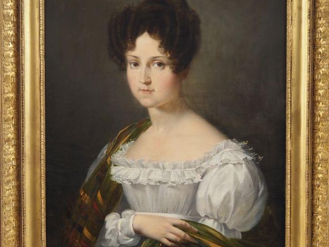 Ecole française debut XIXème dans le goût de DUBUFE. "Portrait de dame