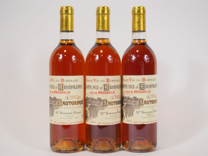 3 BOUTEILLES CHÂTEAU D'ARMAJAN DES ORMES SAUTERNES - 1990