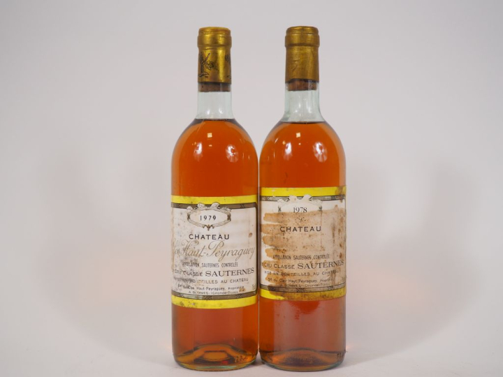 2 BOUTEILLES CHÂTEAU CLOS HAUT PEYRAGUEY SAUTERNES : 1 de 1978 LB/ETA 