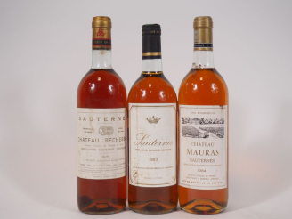 Vente aux enchères 3 BOUTEILLES SAUTERNES : 1 CHÂTEAU BECHEREAU 1971 BG - 1 SAUTERNES SIC