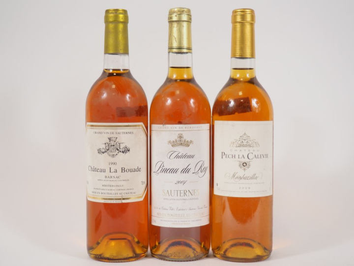 3 BOUTEILLES SAUTERNES : 1 CHÂTEAU LA BOUADE BARSAC 1990 - 1 CHÂTEAU P
