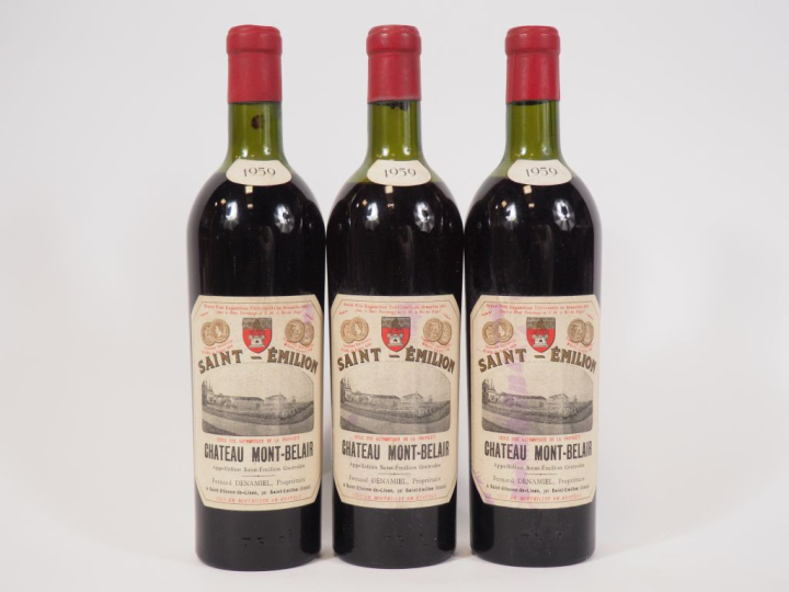 3 BOUTEILLES CHÂTEAU MONT BELAIR ST EMILION - 1959 - MEP/1 ELS