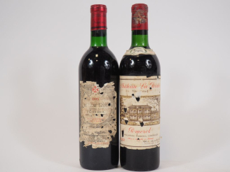 Vente aux enchères 2 BOUTEILLES POMEROL : 1 CHÂTEAU LA POINTE 1962 BG/ETA - 1 CHÂTEAU GAZ
