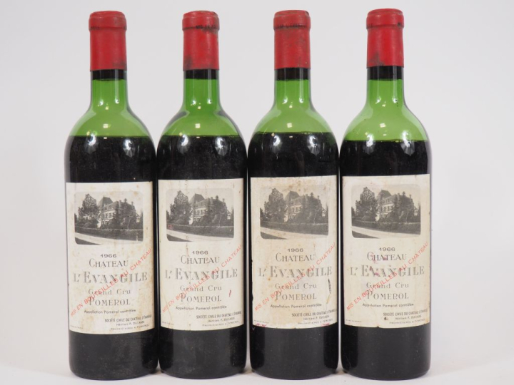 4 BOUTEILLES CHÂTEAU L'EVANGILE POMEROL - 1966 - 3 BEP/1 VIDANGE/ETA/B