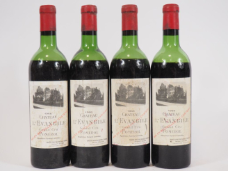 Vente aux enchères 4 BOUTEILLES CHÂTEAU L'EVANGILE POMEROL - 1966 - 3 BEP/1 VIDANGE/ETA/B