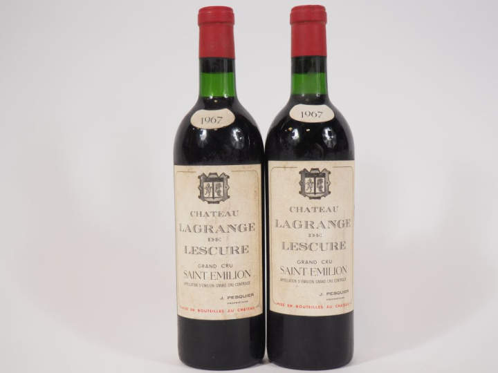 2 BOUTEILLES CHÂTEAU LAGRANGE DE LESCURE GC ST EMILION - 1967 -  BOUCH