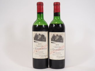 Vente aux enchères 2 BOUTEILLES CHÂTEAU L'EVANGILE POMEROL - 1970 - 1 BEP/1 VIDANGE/BOUCH