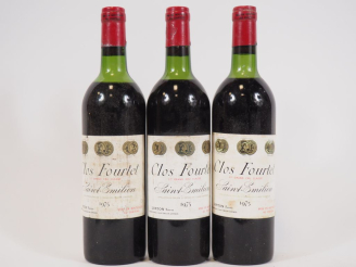 Vente aux enchères 3 BOUTEILLES CLOS FOURTET 1er GCC ST EMILION - 1975 - 1 LB/2 HEP/BOUCH