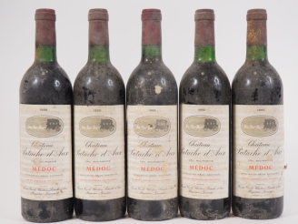 Vente aux enchères 5 BOUTEILLES CHÂTEAU PATACHE D'AUX MEDOC 1986 - BG/BTS