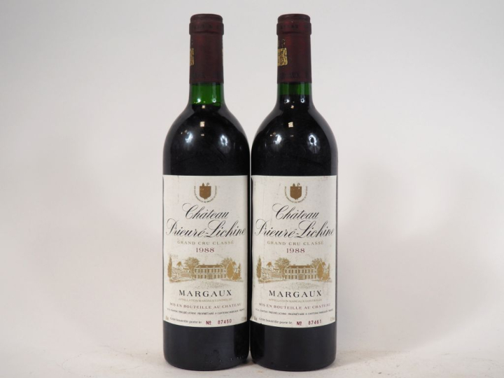 2 BOUTEILLES CHÂTEAU PRIEURÉ LICHINE GCC MARGAUX - 1988