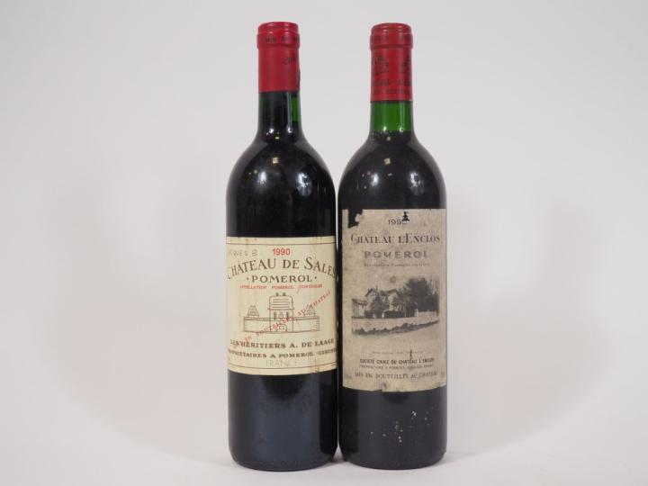 2 BOUTEILLES POMEROL de 1990 : 1 CHÂTEAU DE SALES - 1 CHÂTEAU L'ENCLOS