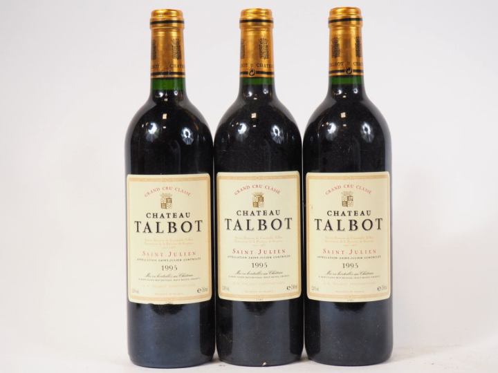 3 BOUTEILLES CHÂTEAU TALBOT GCC ST JULIEN - 1995