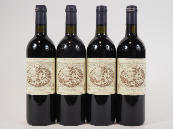 4 BOUTEILLES CHÂTEAU CADET PIOLA GCC ST ÉMILION - 1998