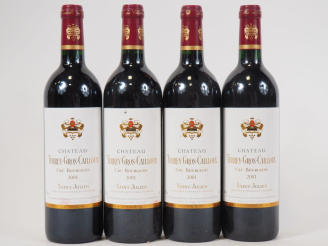 Vente aux enchères 4 BOUTEILLES CHÂTEAU TERREY GROS CAILLOU CB ST JULIEN - 2001