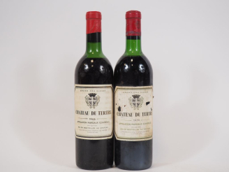 Vente aux enchères 2 BOUTEILLES CHÂTEAU DU TERTRE GCC MARGAUX : 1 de 1966 HEP/BOUCHON DES
