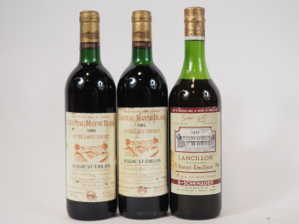 Vente aux enchères 3 BOUTEILLES : 2 CHÂTEAU MAYNE BLANC LUSSAC ST EMILION 1985 LB/ETA - 1