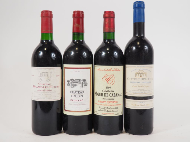 4 BOUTEILLES : 1 CHÂTEAU BRAME LES TOURS CB ST ESTÈPHE 1990 - 1 CHÂTEA
