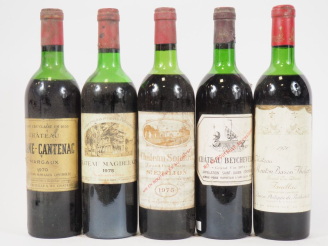 Vente aux enchères 5 BOUTEILLES : 1 CHÂTEAU BRANE CANTENAC GCC MARGAUX 1970 MEP-BEP - 1 C