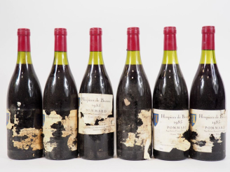 Vente aux enchères 6 BOUTEILLES POMMARD HOSPICES DE BEAUNE - 1985 - 2,5 CM/ETA