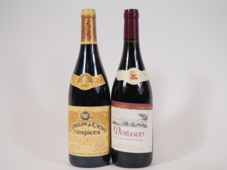 Vente aux enchères 2 BOUTEILLES de 2007 : 1 MOULIN A VENT DES HOSPICES - 1 MORGON P. VINC