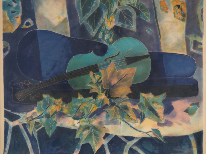 Tony AGOSTINI.  "nature morte au violon" Lithographie contresignée en 