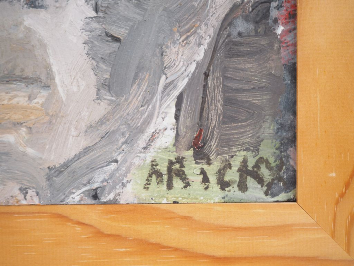 Lydie ARICKX. "portrait" Huile sur papier, signée en bas à droite. Dim