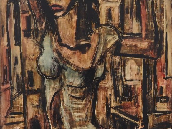 Georges ARTEMOFF.  "Fille de Cadaquès" Huile sur panneau, signée en ha