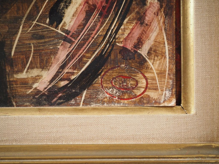 Georges ARTEMOFF.  "Fille de Cadaquès" Huile sur panneau, signée en ha