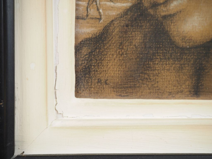 Rolland CAILLEUX. "Portrait de garçon et personnage" Dessin au fusain,