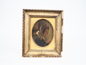 Vente aux enchères Adolphe Félix  CALS (1810-1880) "Madame Cals en bonnet et papillottes,