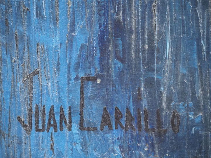 Juan CARRILLO.  "Supplice" Huile sur toile, signée en bas à gauche et 