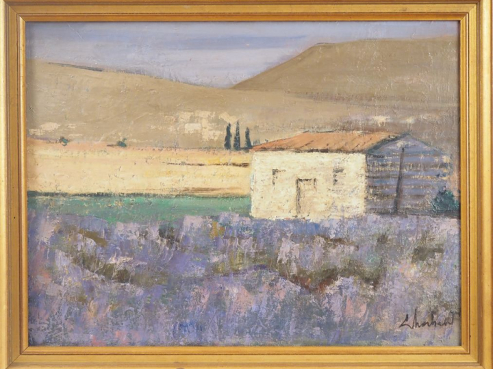 A. CHABERT.  "Gréoux les bains" (Alpes de Haute Provence) Huile sur to