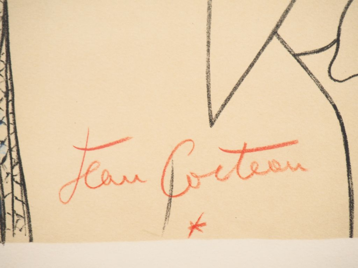 Jean COCTEAU.  Affiche lithographique de l'exposition Jean Cocteau Gal