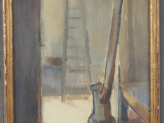 Vente aux enchères CORNEILLE.  "le poêle" Huile sur toile, signée en haut à gauche et dat