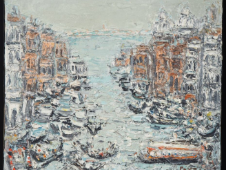 Vente aux enchères COTTAVOZ.  "Venise, le grand canal" Huile sur toile, signée en bas à d