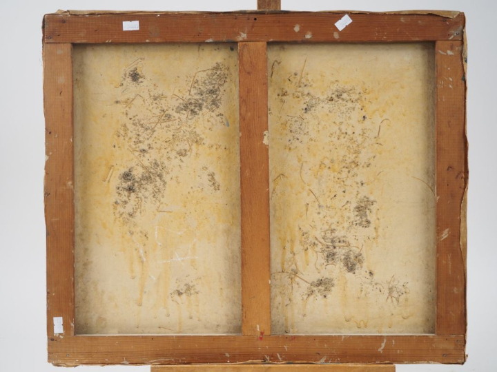 Jean COUTY.  "Péniches" Huile sur toile, signée en bas à gauche Dim.45