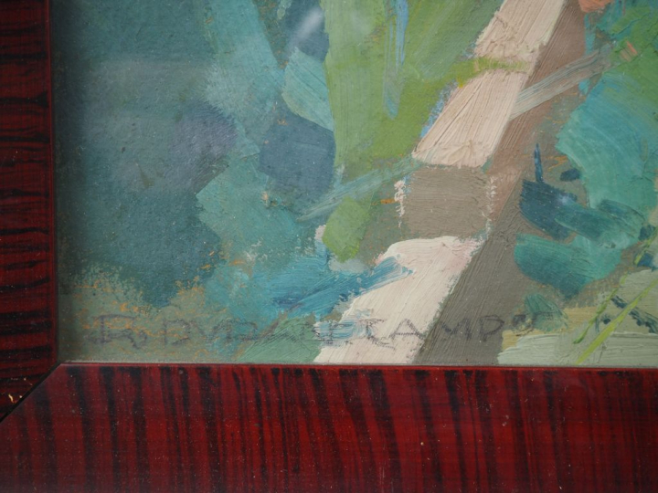 Rafael DURANCAMPS "jardin fleuri dans le sud de l'Espagne" Huile sur p