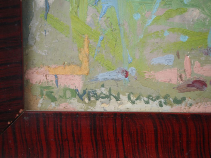 Rafael DURANCAMPS. "paysage d'été" Huile sur carton, signée en bas à g