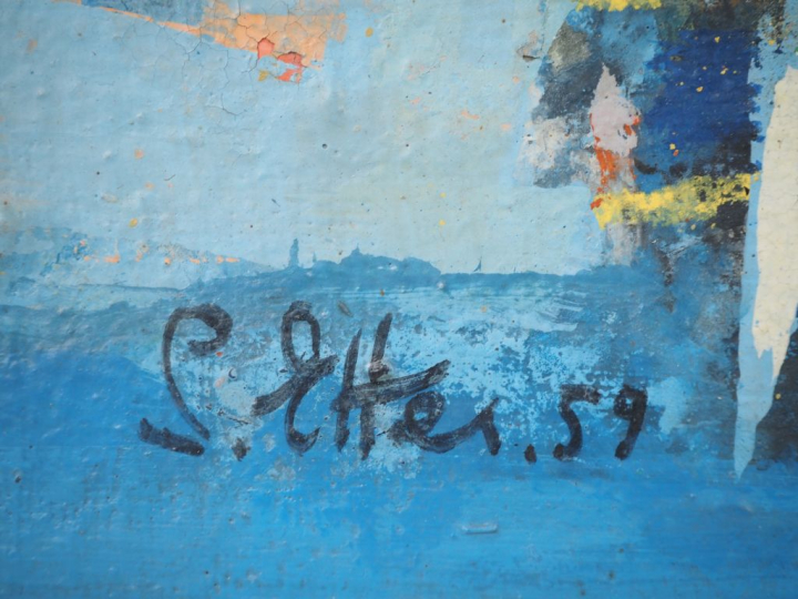 S. ETTER.  "composition abstraite" Huile sur panneau, signée en bas à 