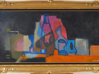 Vente aux enchères H. FISZL.  "nature morte" Huile sur toile, signée en bas à droite. Dim