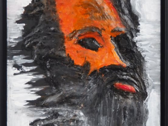 Vente aux enchères Johan HENNEQUIN.  "Portrait d'homme" Huile sur panneau et plâtre, sign