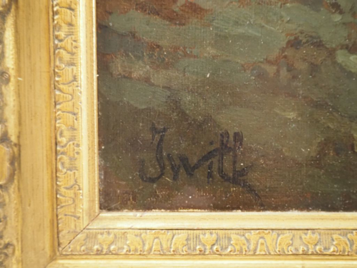 L. C. IWILL.  "coucher de soleil sur la Côte d'azur" Huile sur carton,