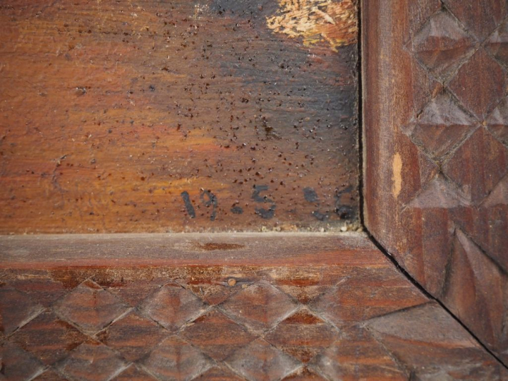 JAMBES.  "Biskra dans l'Oasis" Huile sur toile, signée en bas à gauche