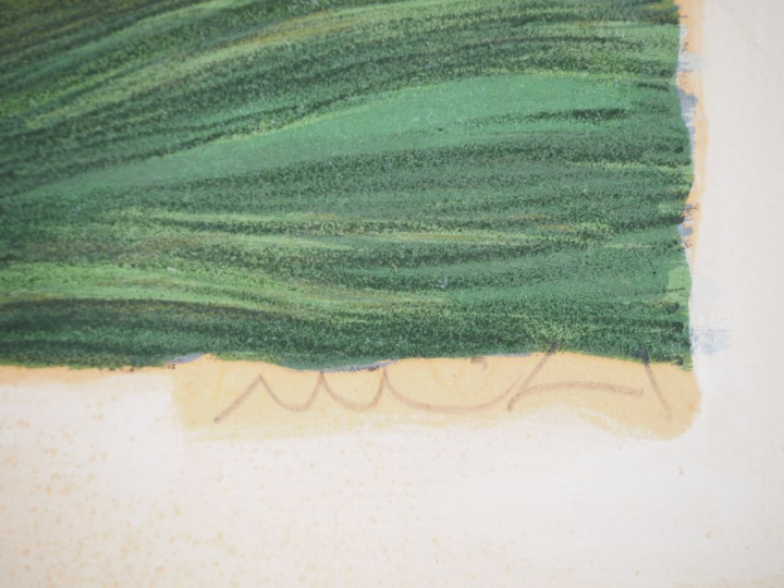 Roger MÜL. "Paysage". Lithographie signée. Dim. (à vue) : 69 x 72 cm