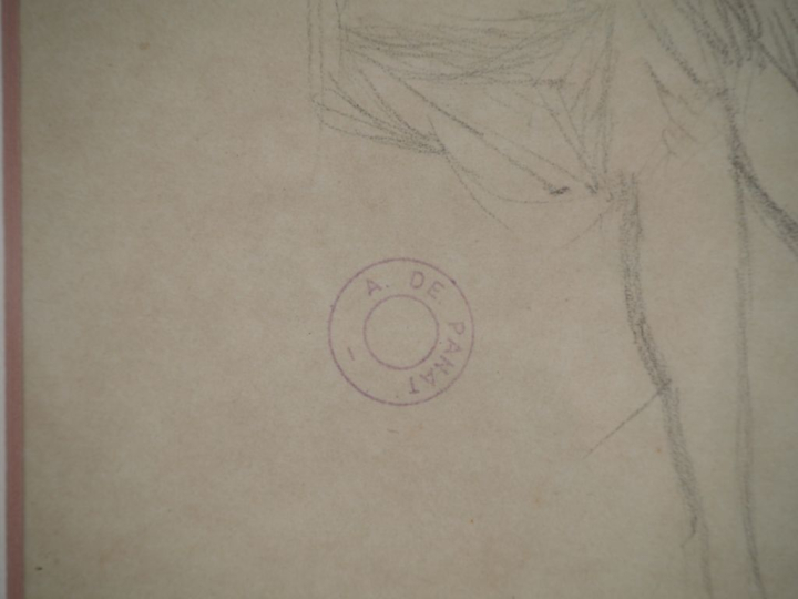 A. DE PANAT.  "jeune femme assise, profil de jeune femme chapeautée" D