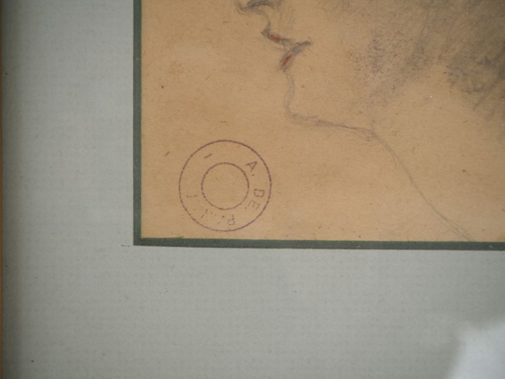 A. DE PANAT.  "jeune femme assise, profil de jeune femme chapeautée" D