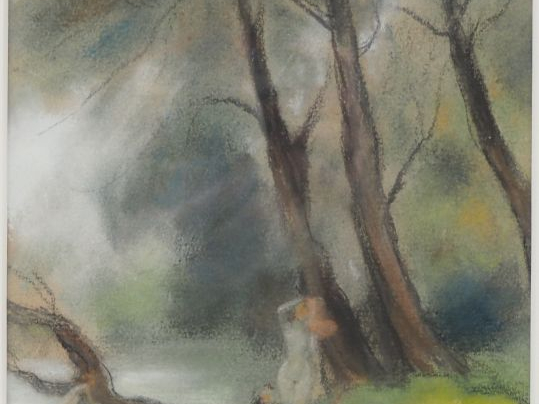 A. DE PANAT. "baigneuses" Pastel, signé en bas à droite. Dim. 22,5 x 1