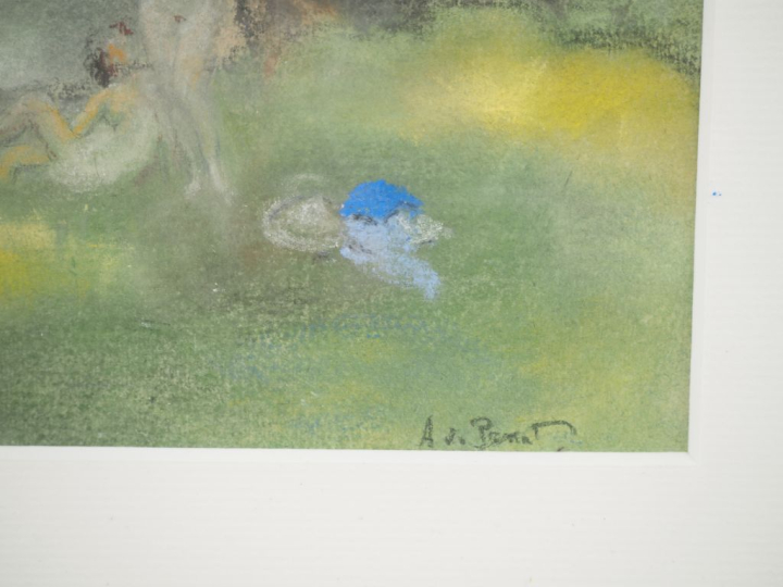 A. DE PANAT. "baigneuses" Pastel, signé en bas à droite. Dim. 22,5 x 1
